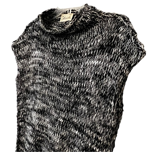 Cleobella Mock Neck Sleeveless Textured Knit Asymetric Sweater Tunic S Marbled - Picture 7 of 12
